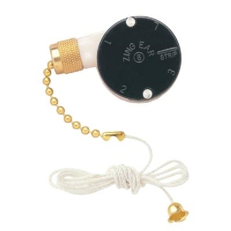 WESTINGHOUSE 7702100 Fan Switch with Pull Chain, 125 to 250 V, 3, 6 A, Polished Brass 77021